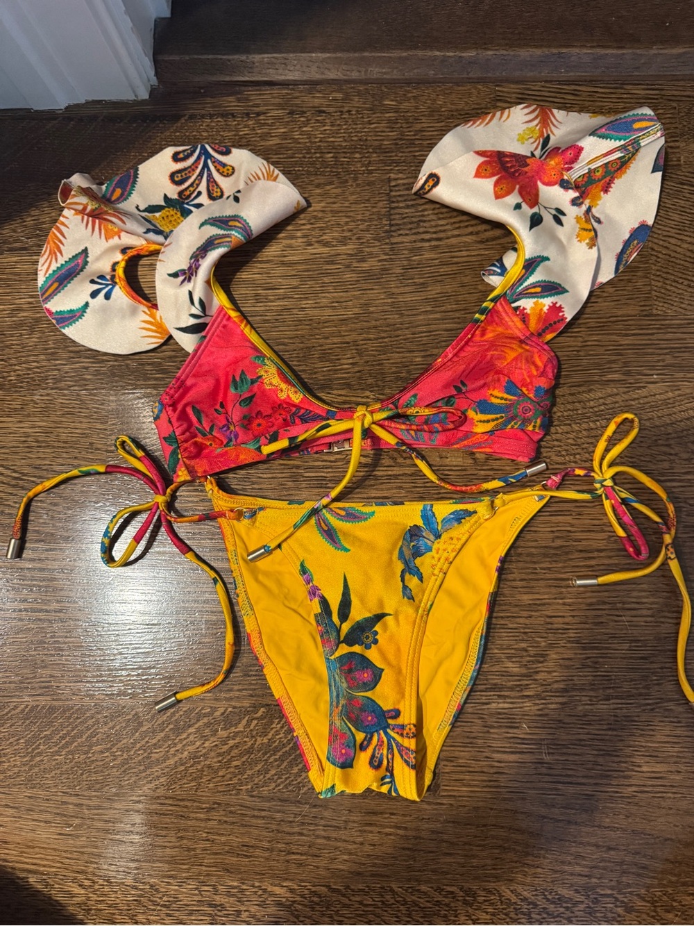 Zimmermann Multicolor Floral Bikini — Yellow & Pink